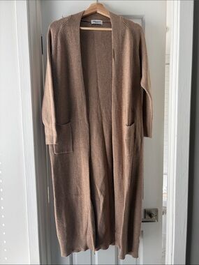 Long Camel Brown Knit Duster Cardigan